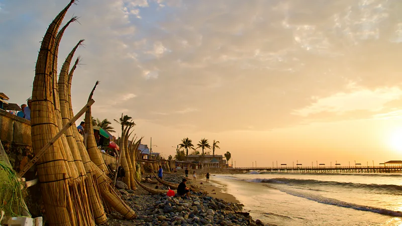 Huanchaco, a coastal village in northern Peru,